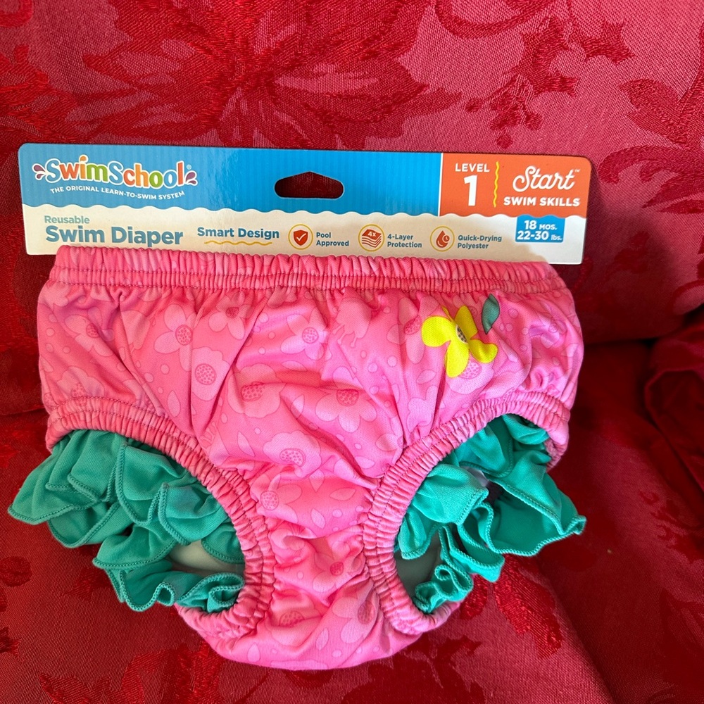 Reusable pink  quick drying flower swim pool diaper